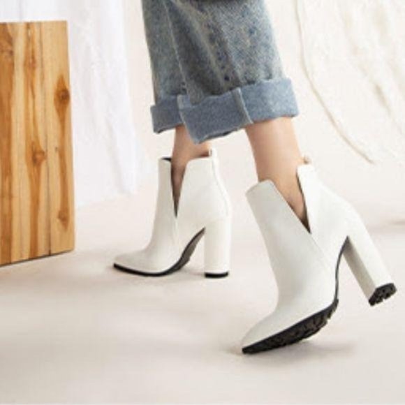 White Lug Sole Booties - Picture 3 of 7